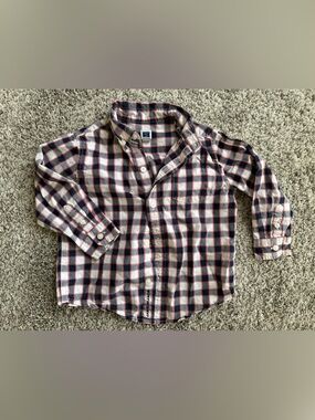 Janie and Jack Red and Navy Plaid Button-Up Shirt